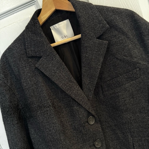 Tibi Kian Glenplaid Cropped Bomber Blazer Wool Blend Jacket Size Small - Picture 10 of 16